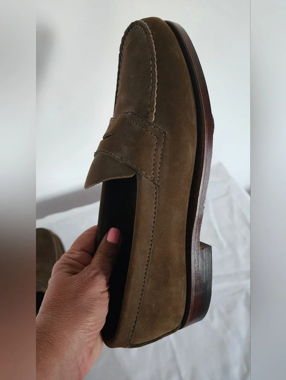 G.H. Bass & Co. Brown Suede Penny Loafers With Horseshoe Plates - Women's Size 8